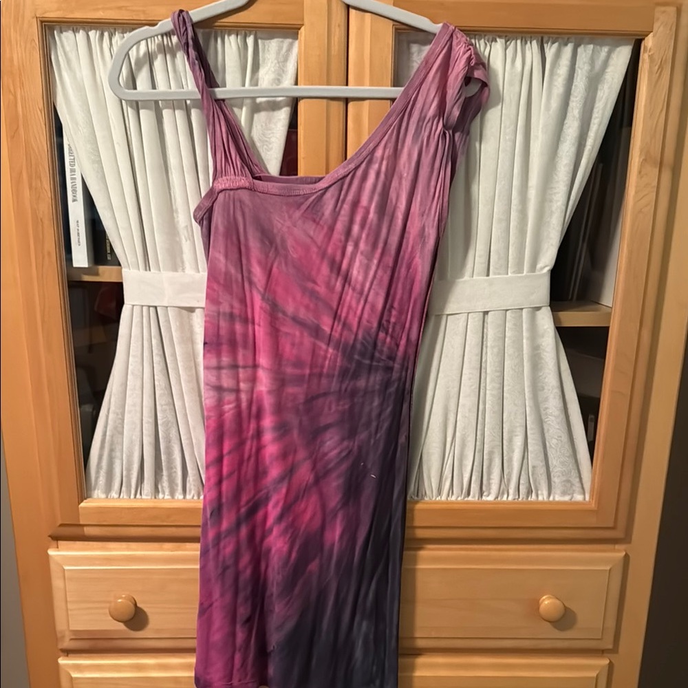 Hard Tail One Shoulder Tie-Dye Dress - Purple and Pink